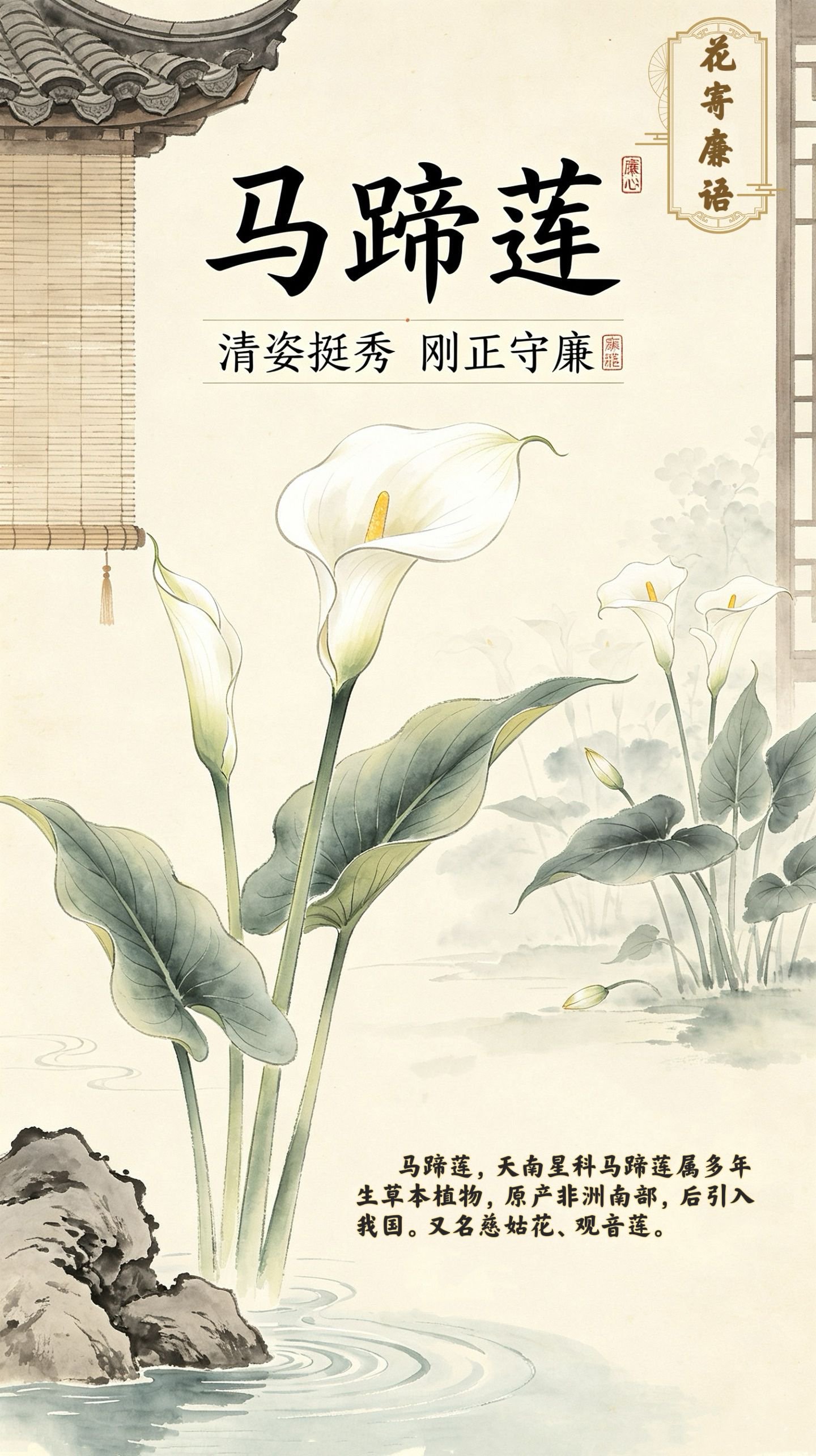 花寄廉语丨马蹄莲：清姿挺秀 刚正守廉