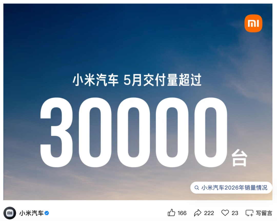 来源：小米汽车官方公众号