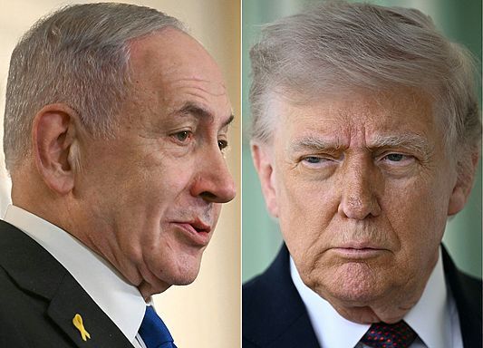 △以色列总理内塔尼亚胡（左）、美国总统特朗普（右）