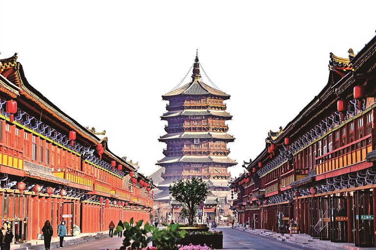 　　山西应县木塔一景。新华社发