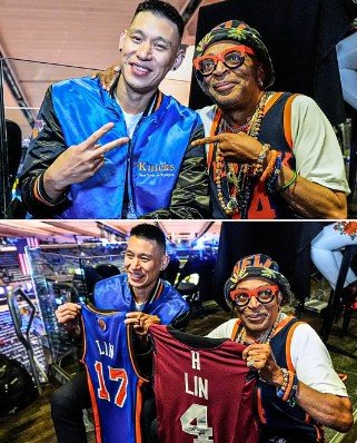 麦迪逊广场花园巨星云集！林书豪和斯派克·李合影并互赠球衣