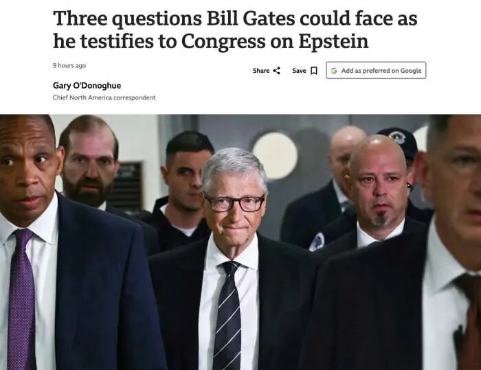 比尔·盖茨就爱泼斯坦案出席国会听证