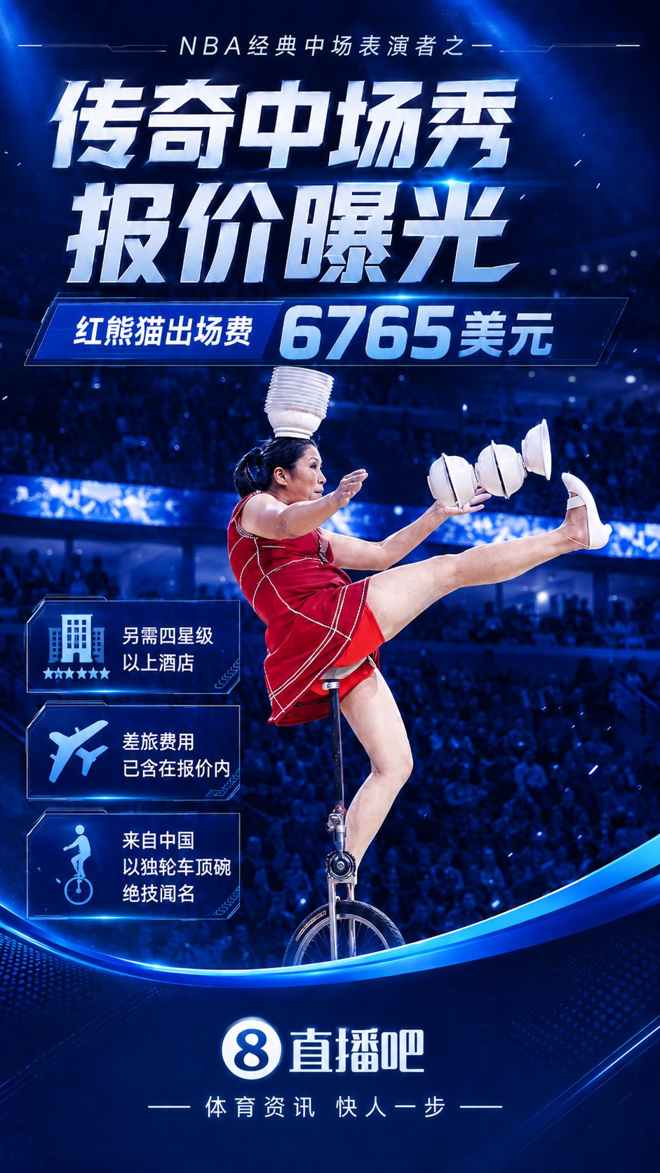 NBA中场秀GOAT！顶碗大妈出场费曝光：6765美元+四星级以上酒店