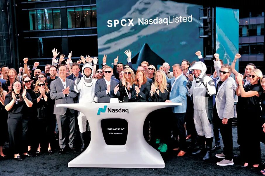 SpaceX上市首日升近兩成。 彭博社