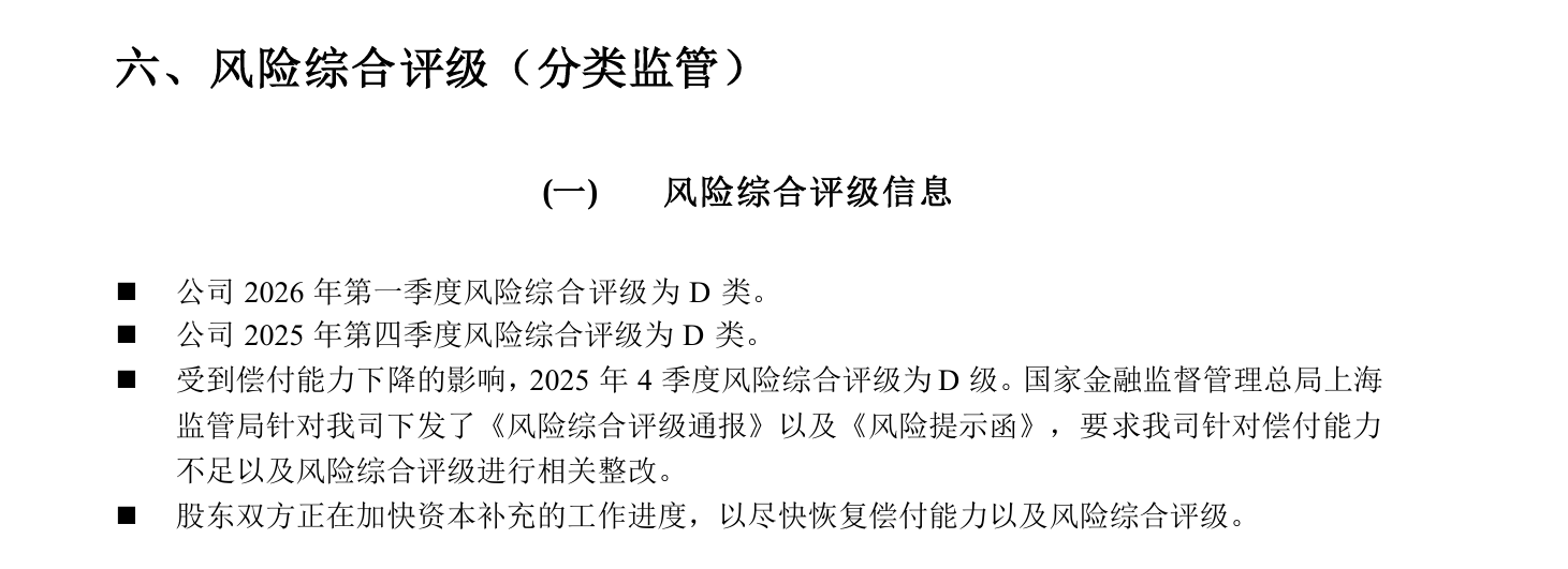 来源：长生人寿保险有限公司2026年第2季度偿付能力报告