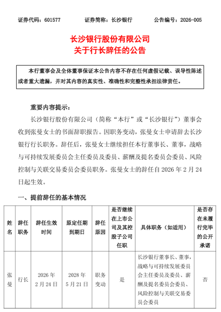 图源：长沙银行公告