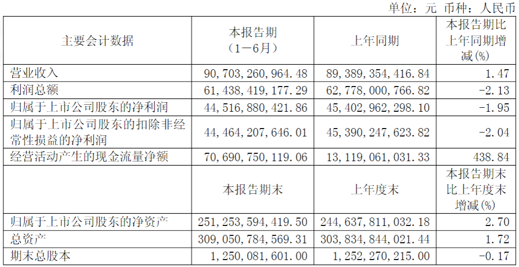 （上半年主要财务数据，图源：公司半年报）
