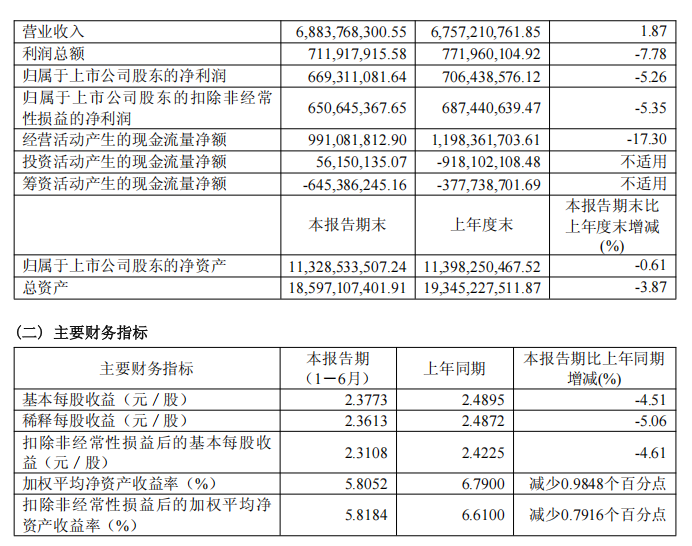 2026年上半年星宇股份业绩数据。图源：2026年半年报截图