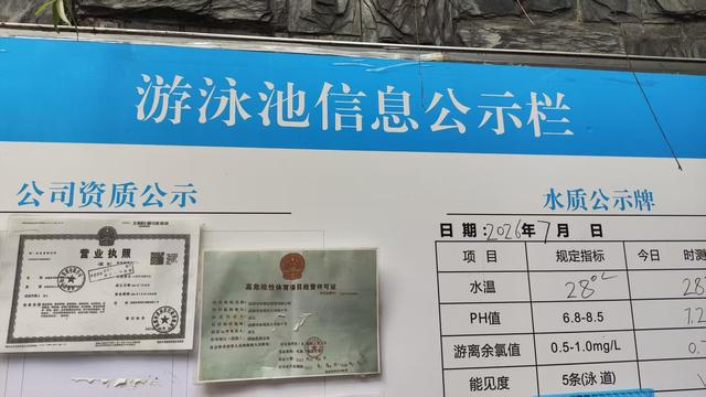 泳池信息公示栏。图/受访者提供