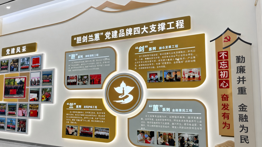 图为分行“胆剑兰蕙”党建品牌墙