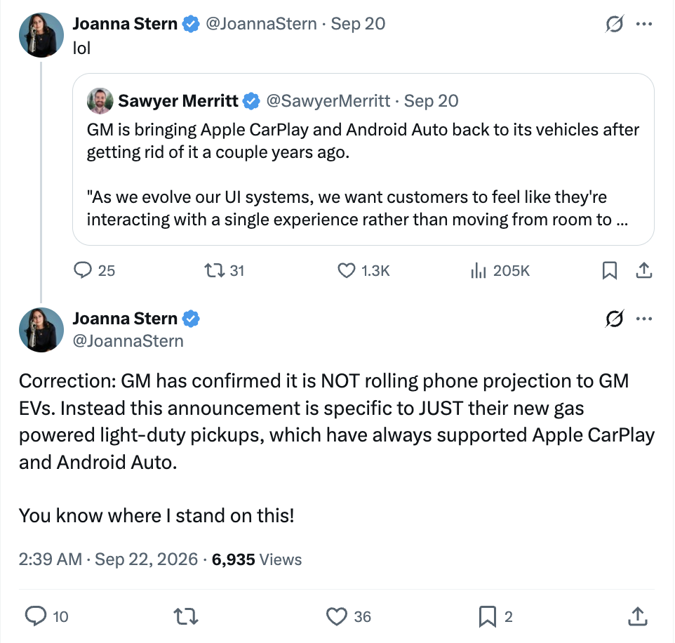 通用汽车发言人重申苹果 CarPlay / 谷歌 Android Auto 禁令，目前暂时仅燃油车提供相应功能