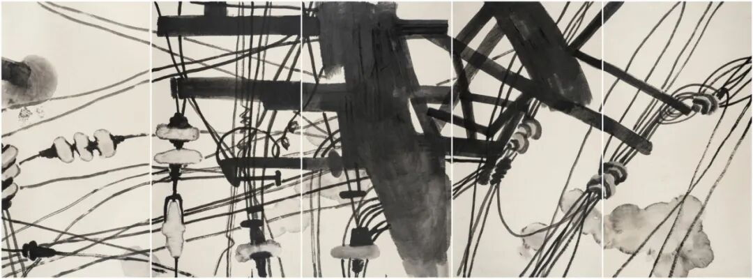 陈湘波 《工业时代的记忆》中国画 200×500cm 