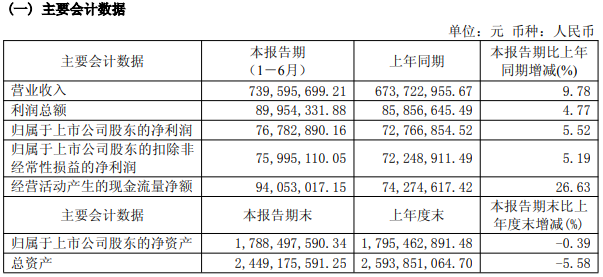 威尔药业2026年半年报主要会计数据