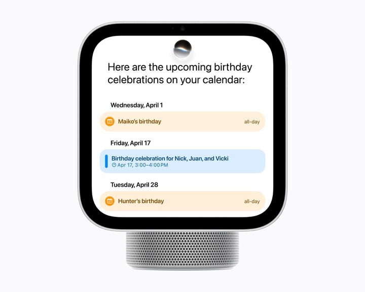 图｜Apple，HomeView 上的 Siri AI 个人日历信息