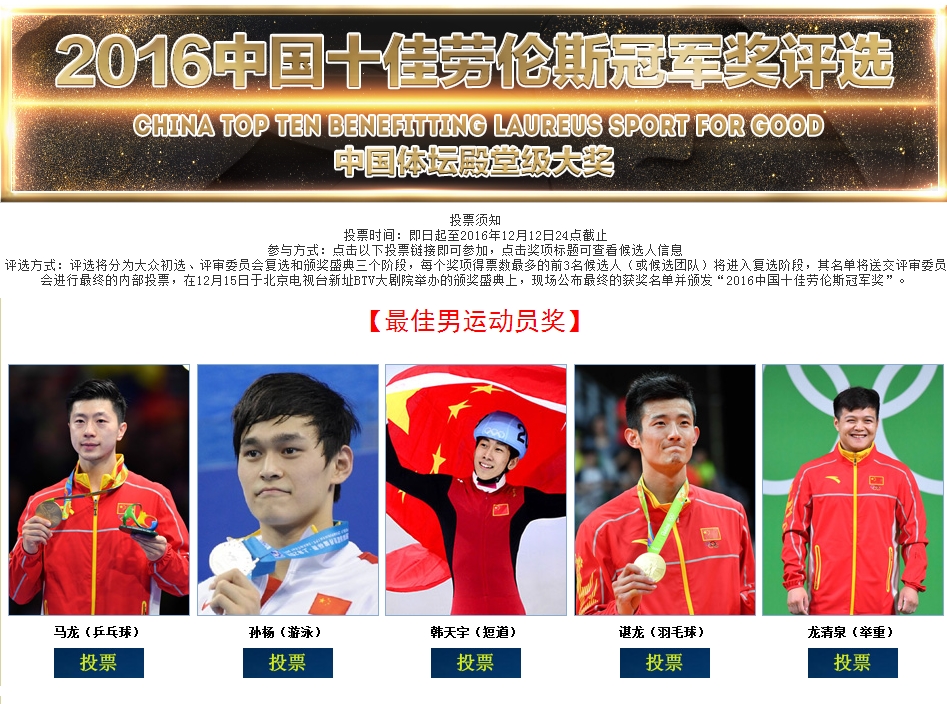 为您喜爱的运动员投上一票