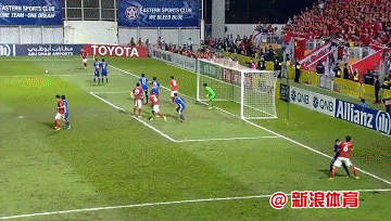 于汉超小角度任意球直接破门