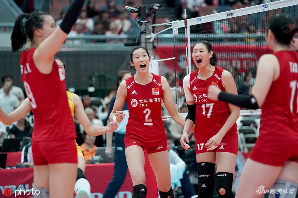 中国女排庆祝夺冠朱婷袁心h比心