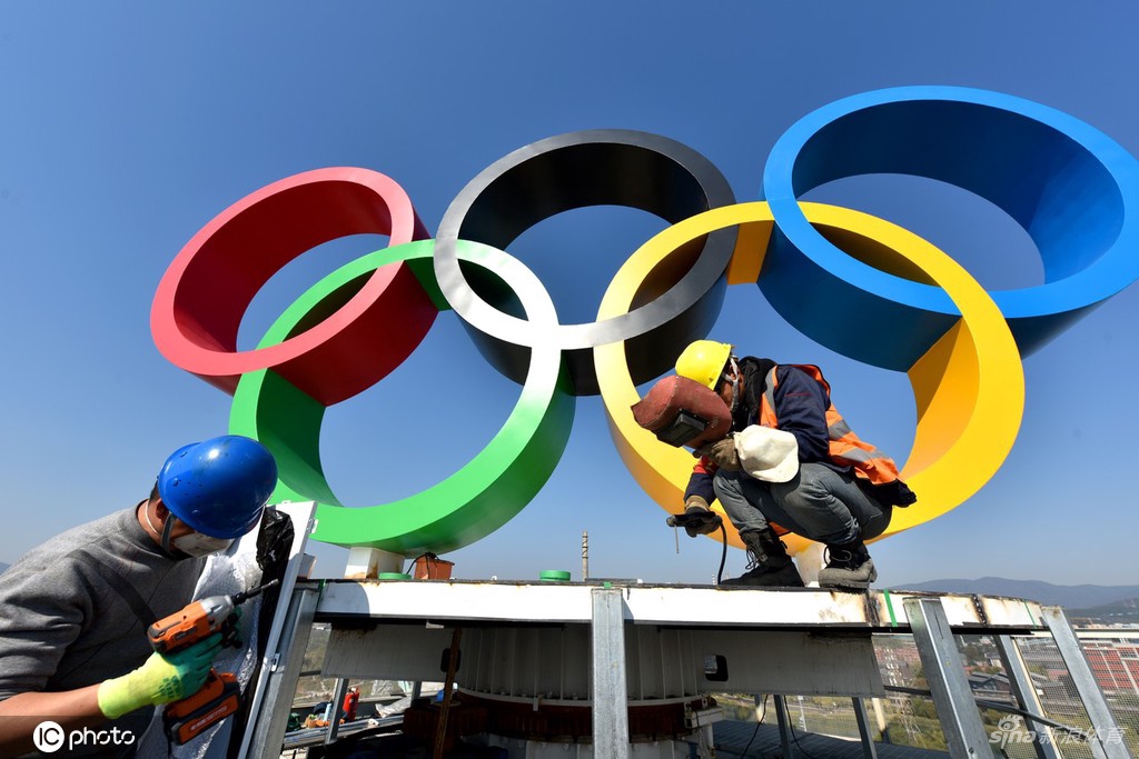奥运五环标识喜迎冬奥倒计时100天