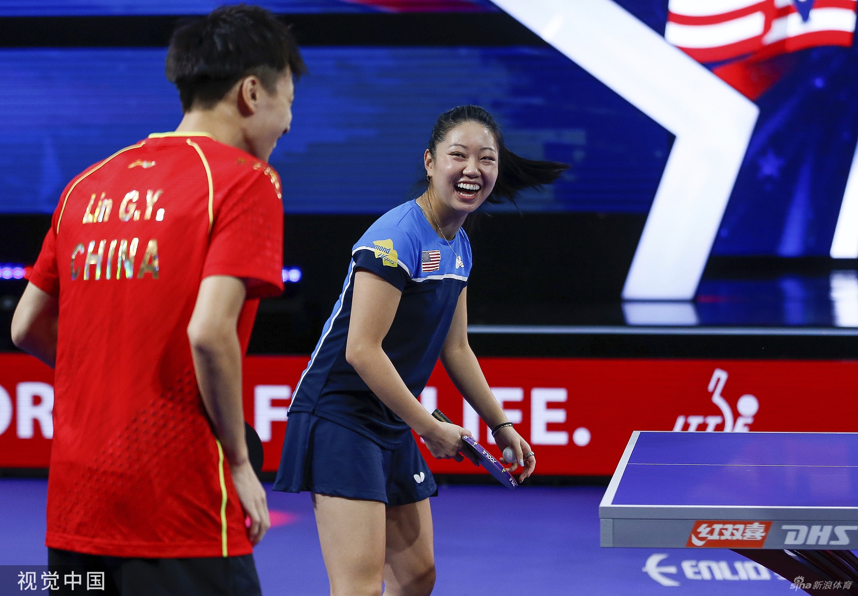 中美乒乓球球跨国组合合练备战世乒赛