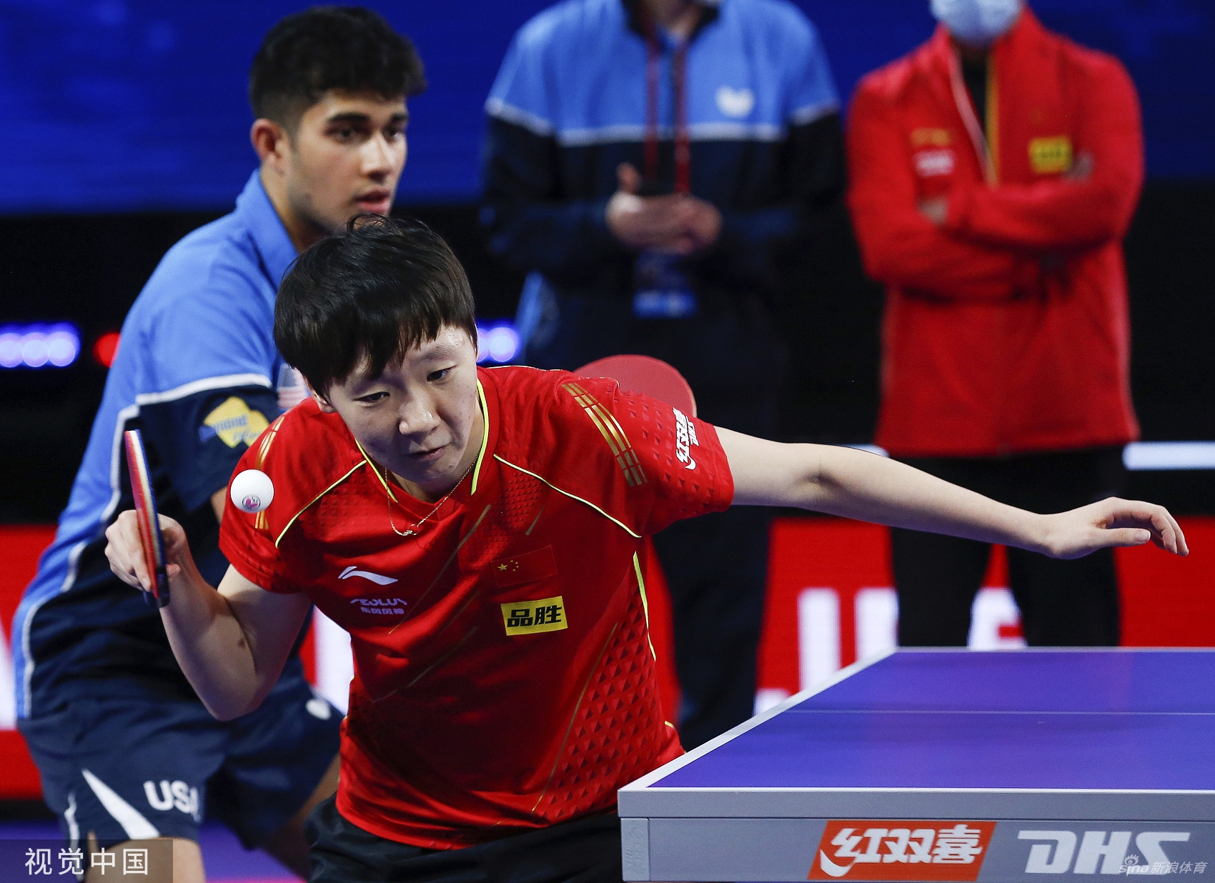 中美乒乓球球跨国组合合练备战世乒赛