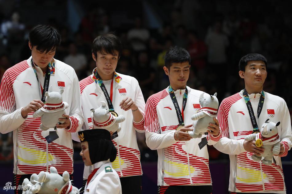 亚运男篮颁奖：姚明C位合影队员