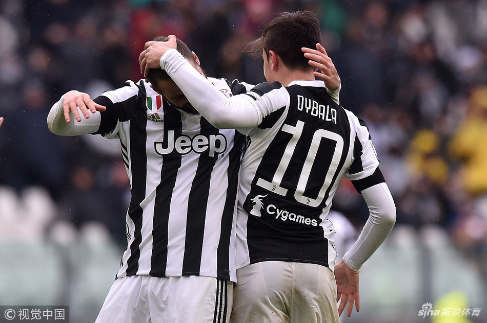 迪巴拉与伊瓜因开心庆祝