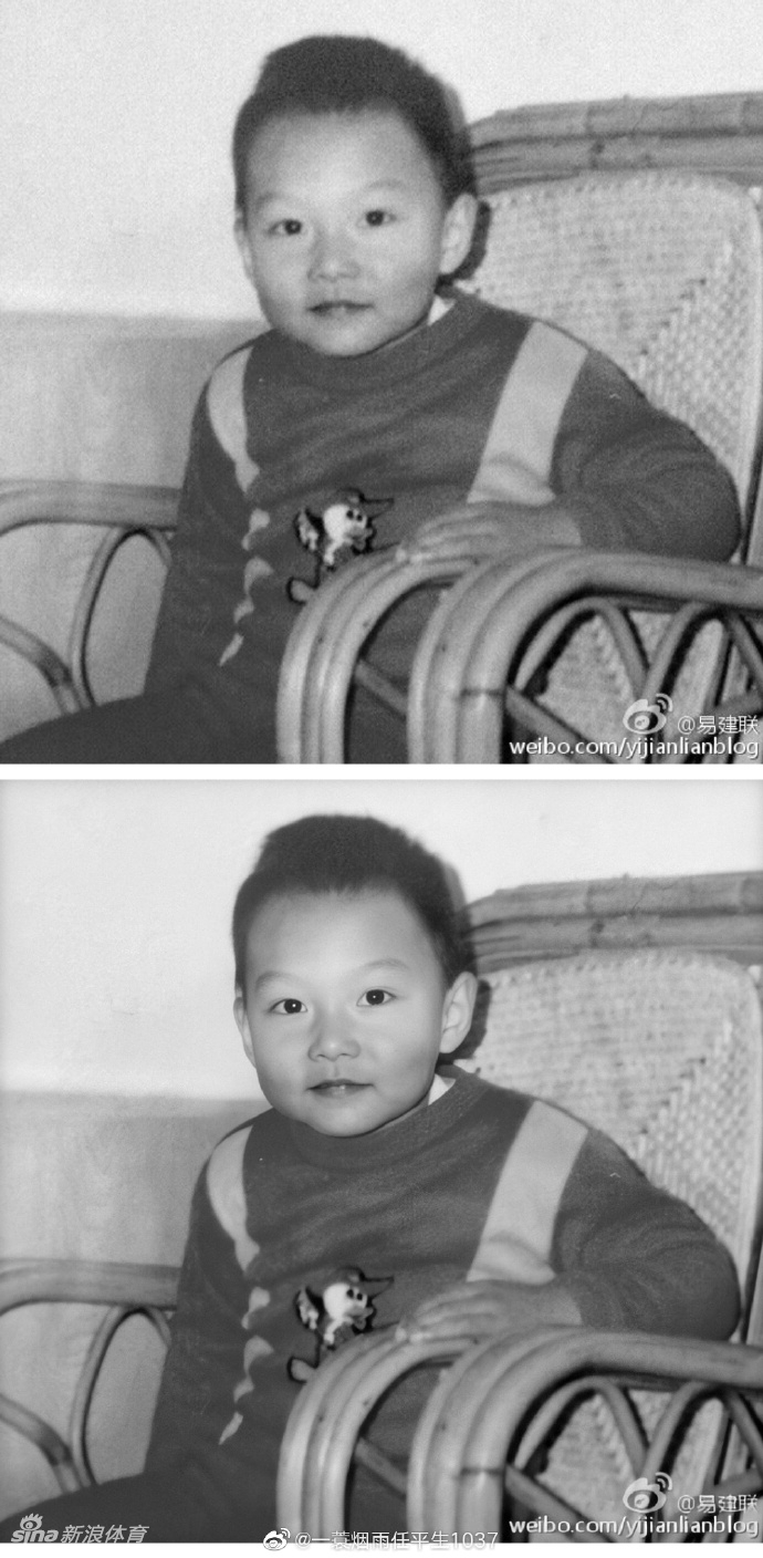 易建联老照片通过AI技术恢复后竟这么帅