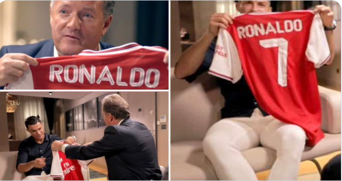 C罗亲手举起阿森纳7号球衣！