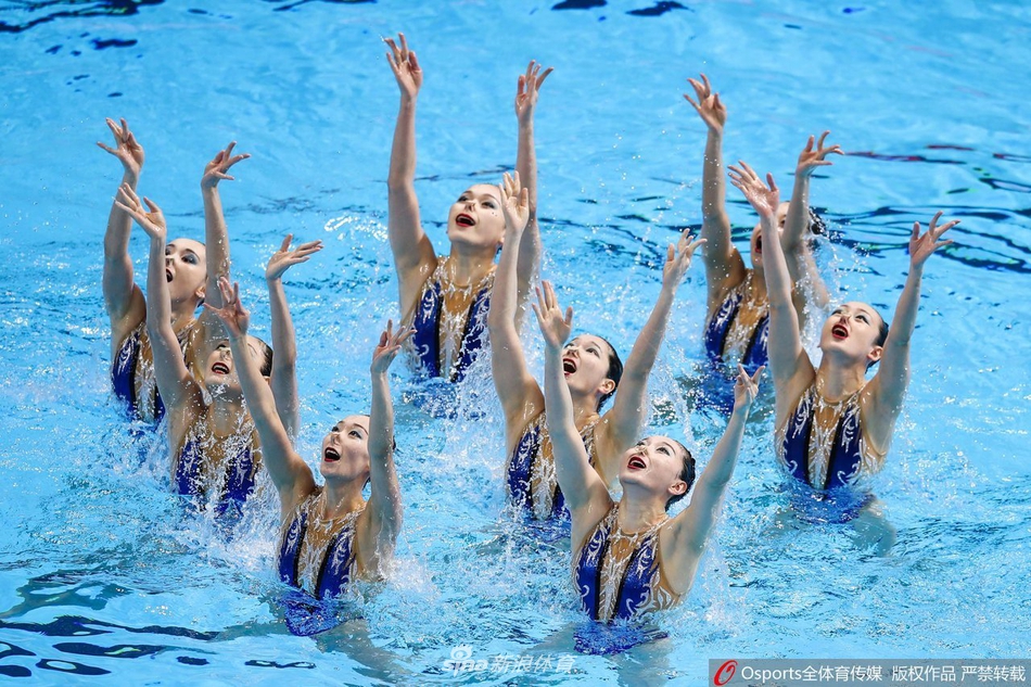 花样游泳集体自由自选  中国队完美演绎《怒海争锋》摘银