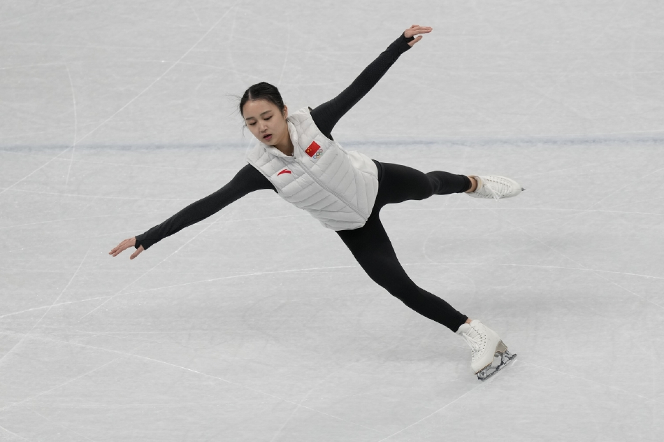 花样滑冰运动员朱易赛前训练