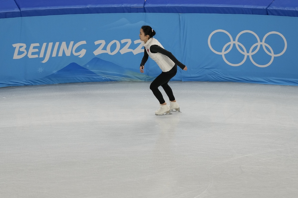 花样滑冰运动员朱易赛前训练