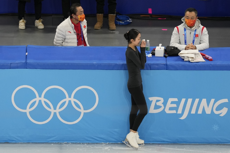 花样滑冰运动员朱易赛前训练