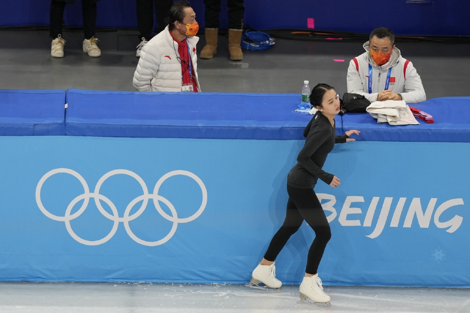 花样滑冰运动员朱易赛前训练