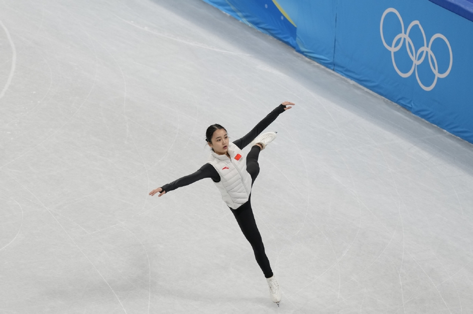 花样滑冰运动员朱易赛前训练