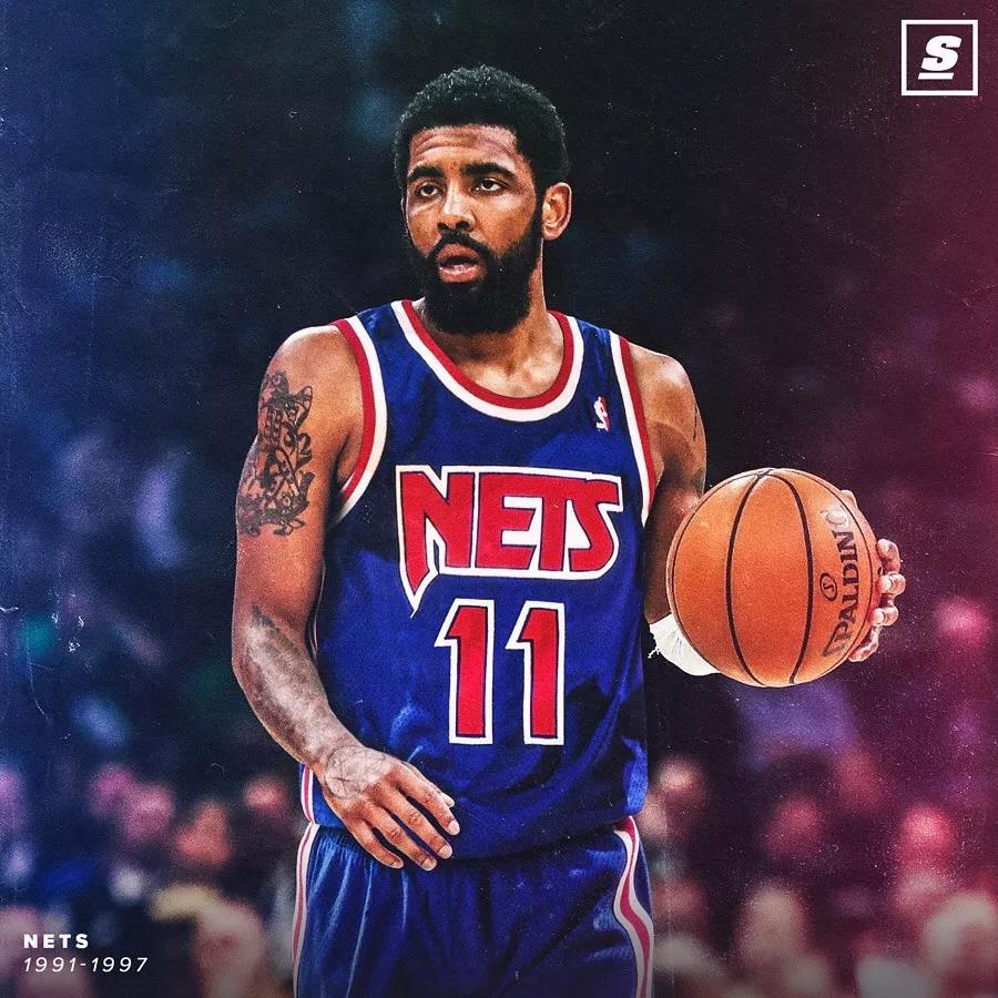 欧文身穿篮网复古球衣