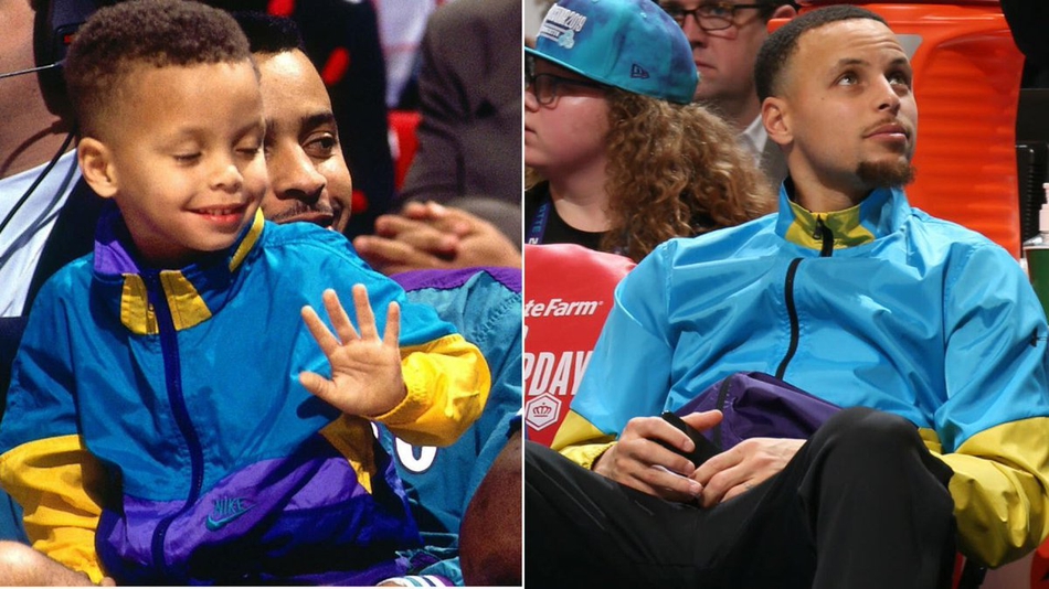 今年库里复刻小时候的衣服