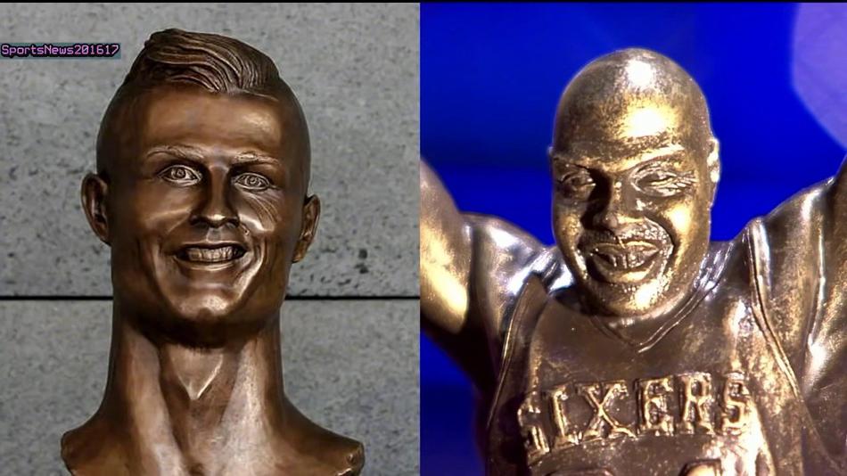 巴克利和C罗的雕像