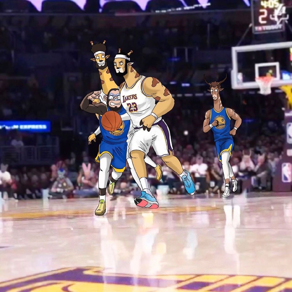 当詹姆斯变身长颈鹿……这个画风也太萌了吧！