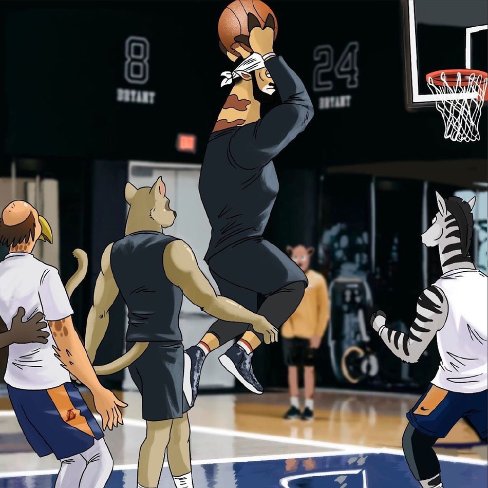 当詹姆斯变身长颈鹿……这个画风也太萌了吧！