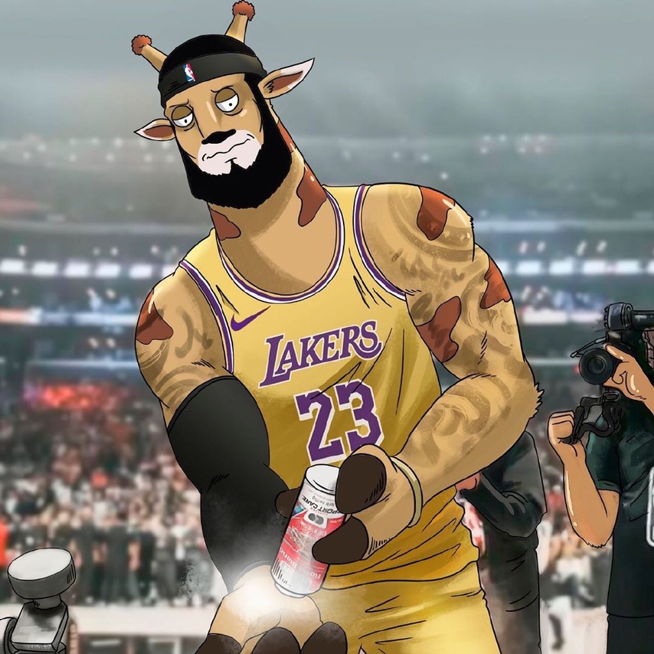 当詹姆斯变身长颈鹿……这个画风也太萌了吧！