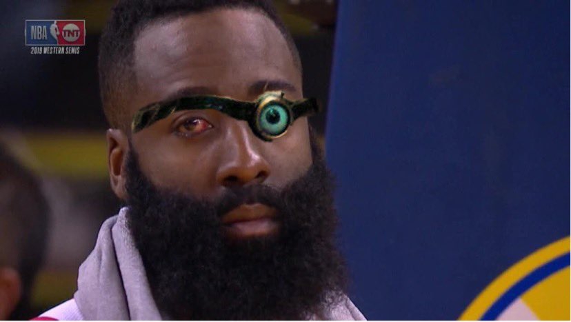 哈登眼睛充血被各种神P图玩坏！变身神盾局长和加勒比海盗