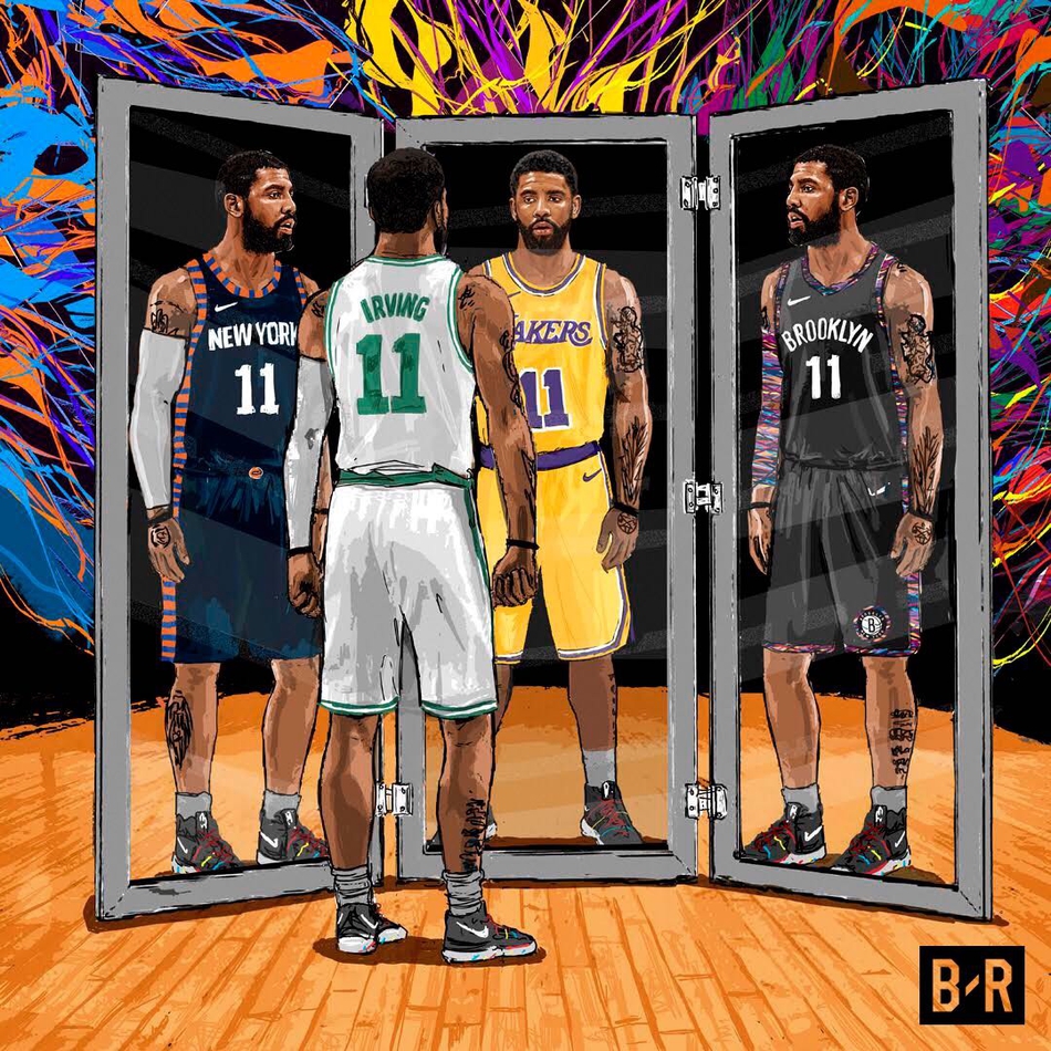 毫无PS痕！欧文加盟湖人尼克斯的神图已出炉 勇士这张过分了！