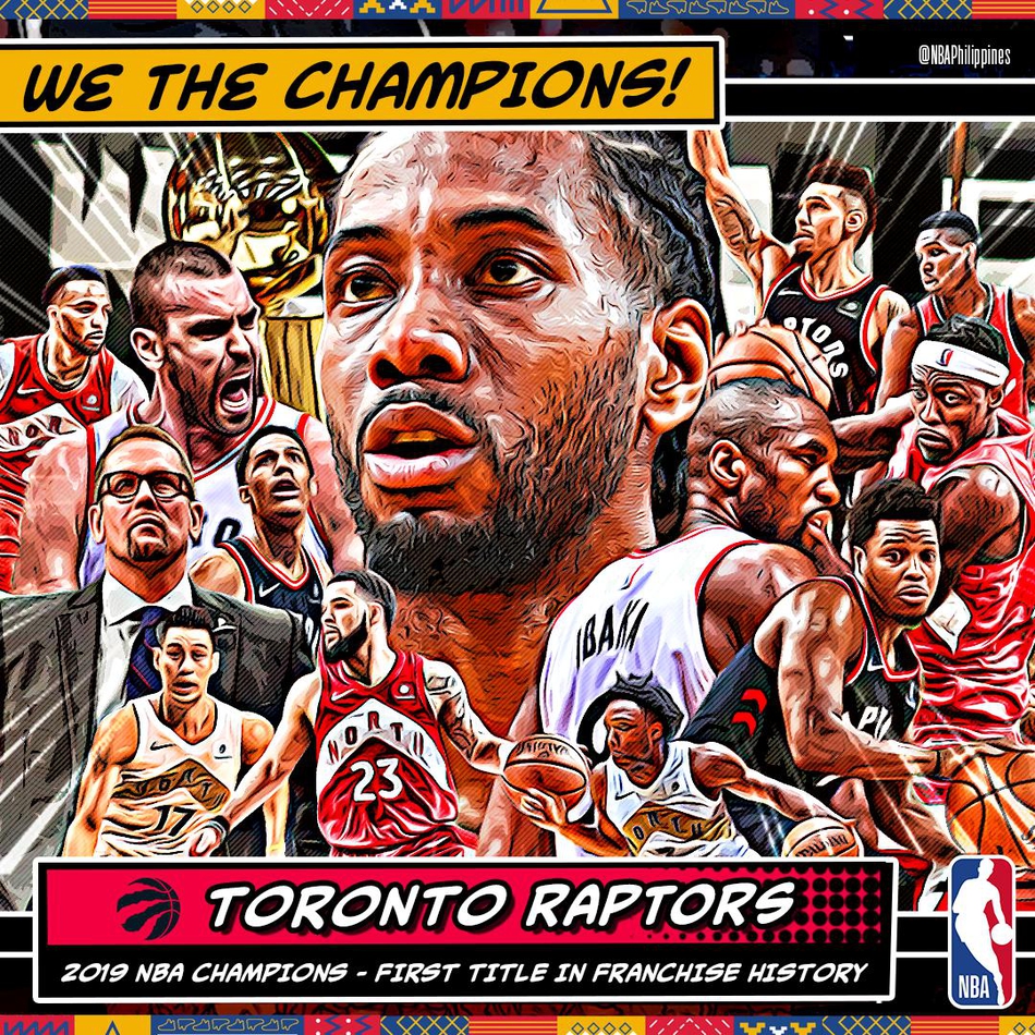 美媒海报致敬猛龙队史第一冠！小卡登基Drake手捧奖杯