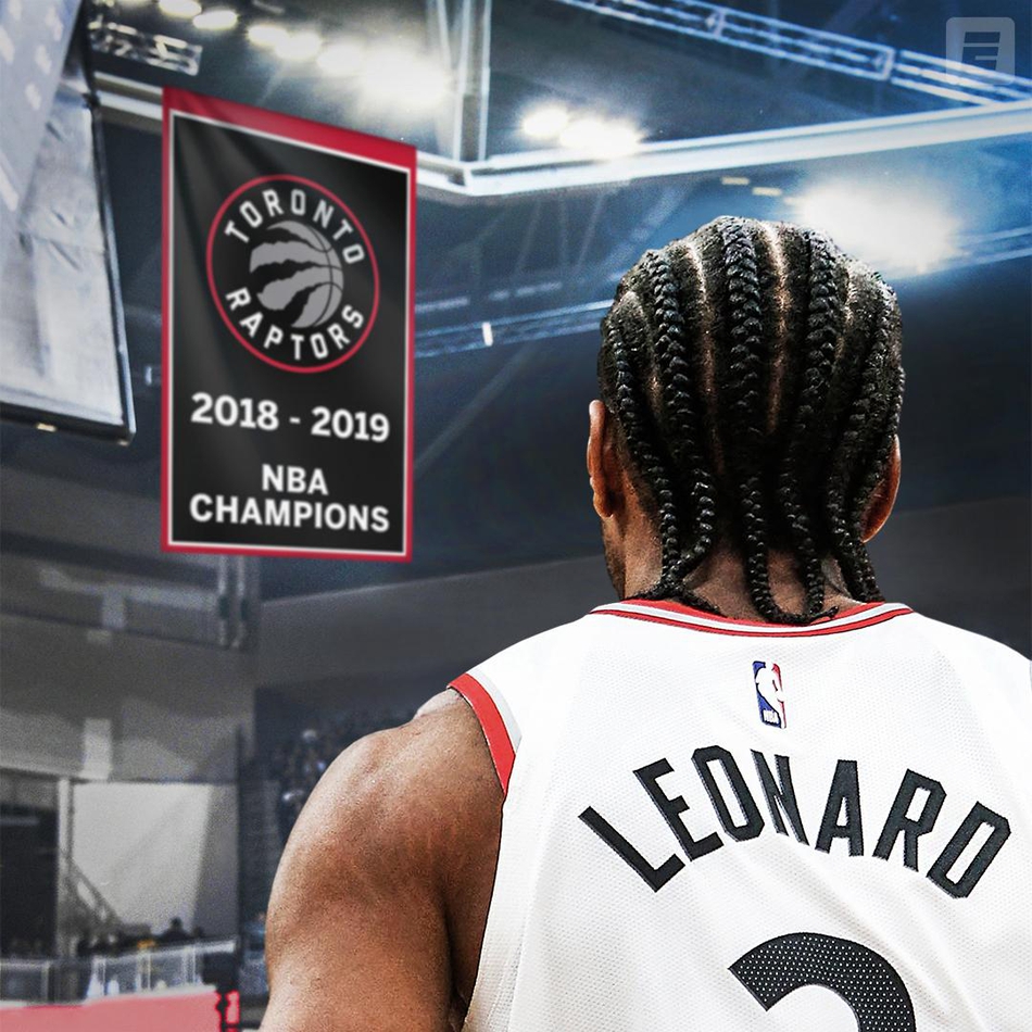 美媒海报致敬猛龙队史第一冠！小卡登基Drake手捧奖杯