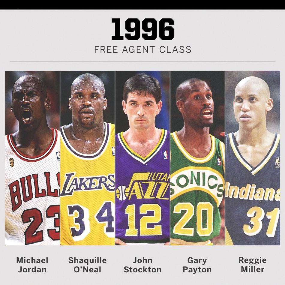 哪届自由市场最强？19届让NBA进入春秋战国 96届酿两个三连冠