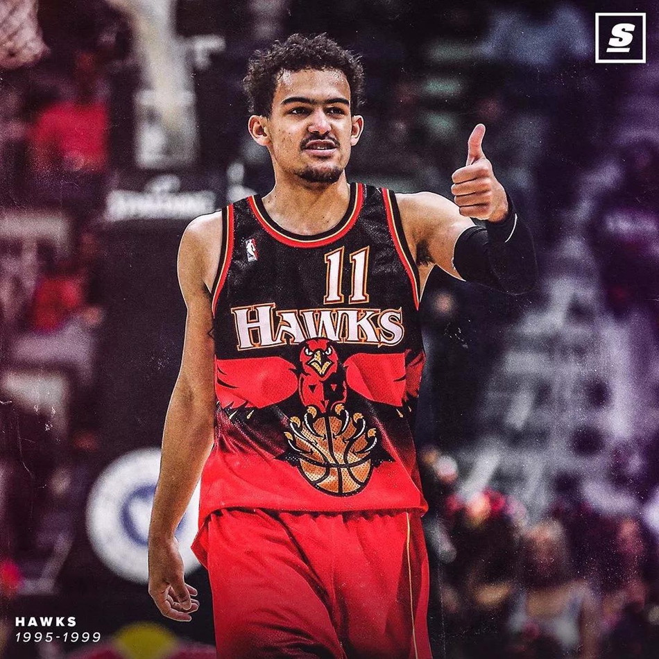 特雷-杨身穿老鹰复古球衣