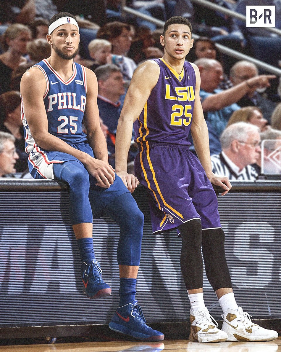 76人的西蒙斯遇上路易斯安纳州立大学的西蒙斯