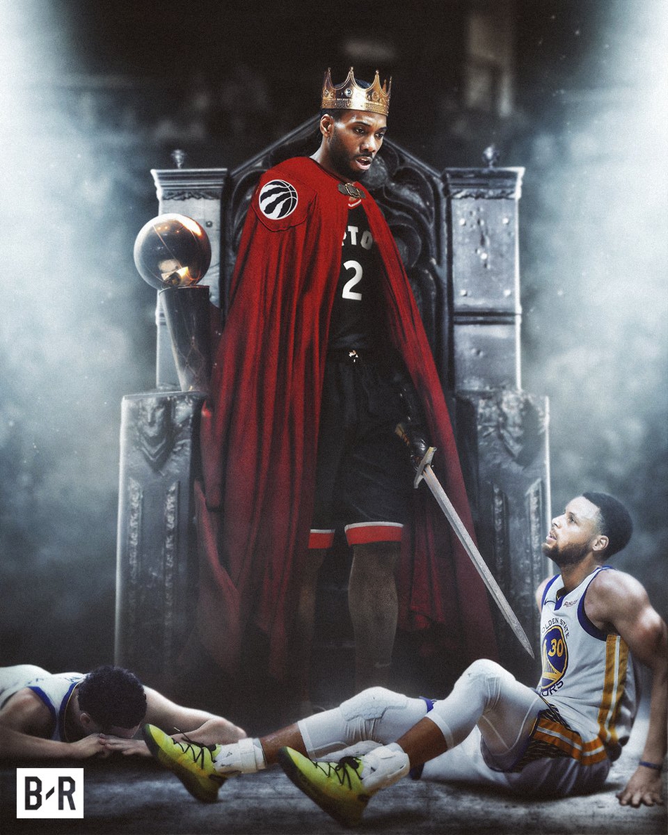 美媒海报致敬猛龙队史第一冠！小卡登基Drake手捧奖杯