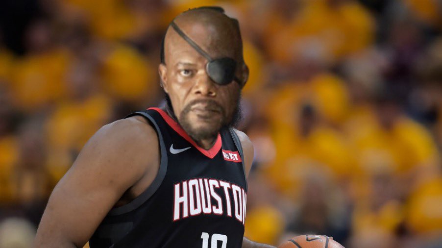 哈登眼睛充血被各种神P图玩坏！变身神盾局长和加勒比海盗