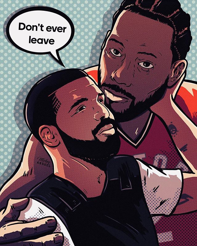 莱昂纳德和Drake基情四射